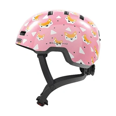 Immagine di ABUS casco per bambini Skurb Kid robusto da bici in look skater con spazio il codino e una varietà di disegni ragazze ragazzi rosa lucido, taglia M
