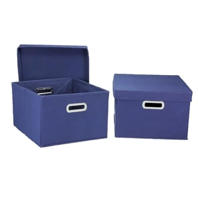 Immagine di Home Essentials Scatole in tessuto con coperchi e maniglie, colore: Blu
