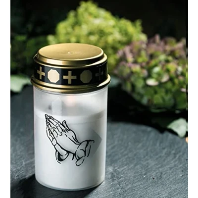 Immagine di Lumino funebre a LED bianco con effetto tremolante, batterie incluse (bianco, 1 pezzo)