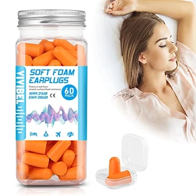 Immagine di Tappi per le orecchie, tappo orecchie anti rumore SNR 38 dB, palla dormire in schiuma morbida, Quies riutilizzabile protezione uditiva sonno, lavoro, viaggi, 60 paia