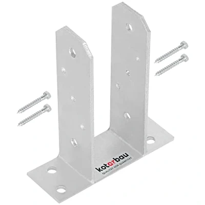 Immagine di Supporto per Palo a U 70 mm Tasselli, Ancoraggio zincato Caldo, Fissaggio Staffe Travi in Legno, Quadrato, Acciaio, Metallico