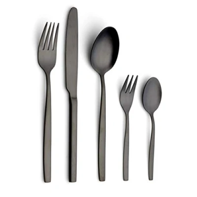Immagine di ECHTWERK Positano Black Edition, 30 pezzi, per 6 persone, acciaio inossidabile 18/10, PVD opaco, set di posate, incl. cassetta conservazione, acciaio, nero