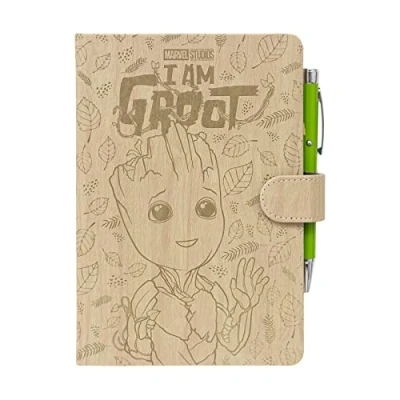 Immagine di Grupo Erik: quaderno e penna proiettore Marvel Groot A5 con copertina rigida, chiusura a scatto, puntinato 180 pagine, ideale come Notebook o appunti