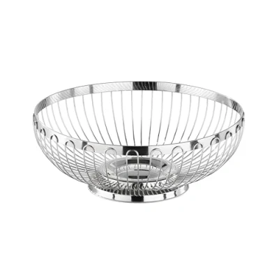 Immagine di APS 30230 Cestino in acciaio INOX lucidato a specchio per pane o frutta, Ø 25,5 x 9,5 cm