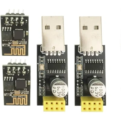 Immagine di ICQUANZX ESP8266 ESP 01 Modulo ricetrasmettitore wireless seriale WiFi con adattatore USB a per Arduino Raspberry Pi (2 PZ + 2 USB)