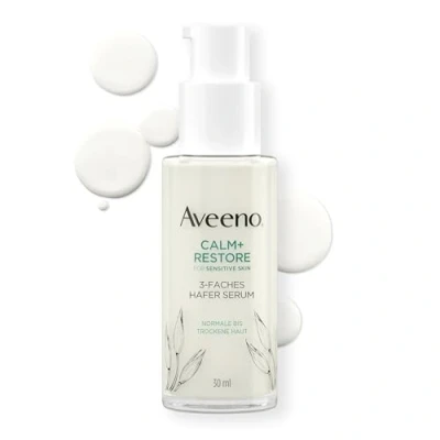 Immagine di Aveeno CALM+RESTORE 3 volte siero di avena (30 ml), viso senza profumo e idratante, lenisce rafforza la pelle sensibile, con complesso lenitivo motherwort