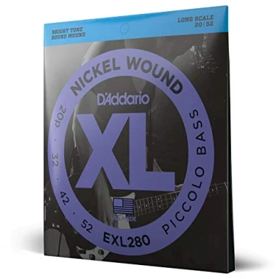 Immagine di D&#039;Addario Corde Basso Elettrico XL EXL280 4 Lunga Scala, Piccolo Bass, 20 52 1 Pacchetto