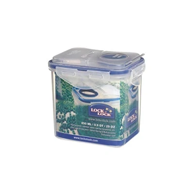 Immagine di 3 x Lock &amp; Scatola multiuso per alimenti con coperchio ribaltabile, 850 ml (HPL808F)