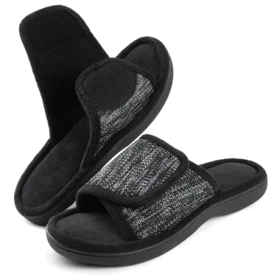 Immagine di RockDove Pantofole da uomo regolabili in memory foam, Nero, 9 10 US