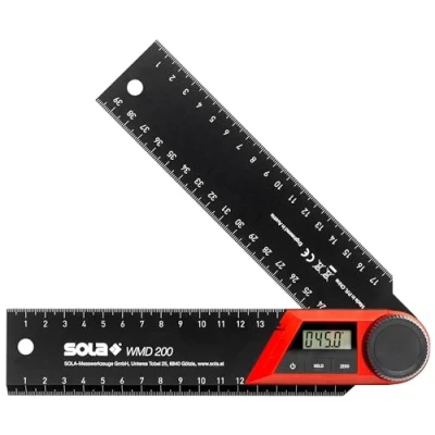 Immagine di SOLA WMD 200 Goniometro digitale Lunghezza mm Angolo di arresto con display LCD per misurazioni angolari esatte falegname righello la lavorazione