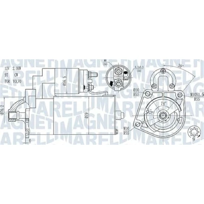 Immagine di MAGNETI MARELLI 063721271010 Motorino di avviamento 12 2 9 VOLVO: XC60 I, C70 Cabriolet, XC70 II Station Wagon