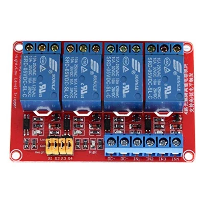 Immagine di Scheda Relè a 4 Canali Modulo Trigger Alto e Basso Relay con Isolamento Fotoaccoppiatore (5V)