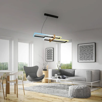 Immagine di BRILONER lampada a sospensione LED dimmerabile CCT, telecomando, luce notturna e timer, plafoniera LED, da soggiorno, sospensione, cucina con legno