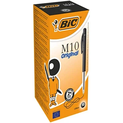 Immagine di BIC Penna a sfera scatto &quot;M10 clic&quot;, ampiezza tratto: 1 mm, confezione da 50 pezzi, colore: Nero