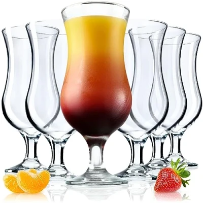 Immagine di KADAX Bicchieri da cocktail, 460 ml, in vetro resistente, lavabili lavastoviglie, set 6 pezzi, per acqua, frullati (6 x clementine)