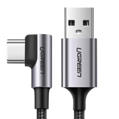 Immagine di UGREEN Cavo USB C 90 Gradi 3A in Nylon, Type A Ricarica Rapida QC 3.0, Compatibile con iPhone 16/15 Plus Pro Max, Galaxy S24/S24+/S24 Ultra/S23/S22/A53,Pixel 9/8/7. 2M
