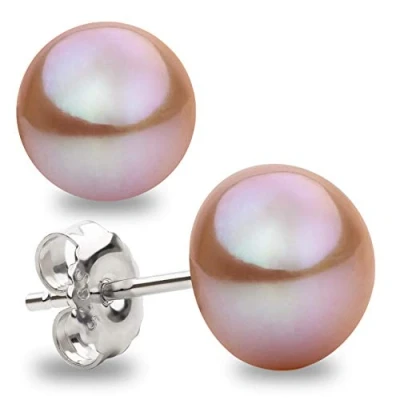 Immagine di Orecchini da donna di perle bottone coltivate d&#039;acqua dolce in colore rosa lavanda SECRET &amp; YOU Argento sterling 925 Disponibile 4 misure 8 mm a 11