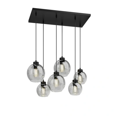 Immagine di TK Lighting Lampada a sospensione Cubus, grigio fumo, vetro, lunghezza 74 cm, 6 luci