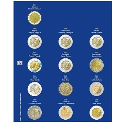 Immagine di SAFE Foglio complementare n. 7822 30 per monete da 2 Euro Vintage 2021 2022 adatto l&#039;album Topset
