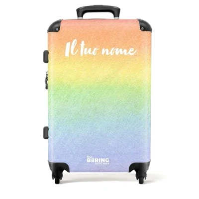 Immagine di NoBoringSuitcases.com Valigia Per Bambini, Grande, Personalizzabile, Trolley Valigie, Serratura TSA, Grande 23 kg (67 cm 72 L) (Arcobaleno pastello Multicolore)