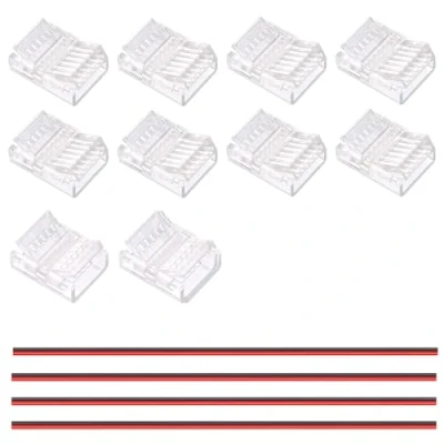 Immagine di GOMING 12mm Doppia Fila COB LED striscia Connettore Kit 8 Da a filo Connettori Trasparenti Senza Interruzioni 2 4 Cavi di Prolunga 10cm