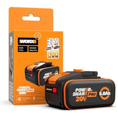Immagine di WORX WA3645 PowerShare Pro batteria 20 V 5,0 Ah agli ioni di litio ricaricabile maggiore sicurezza e durata con indicatore LED innovativa tecnologia Heatshield adatta per tutti i dispositivi