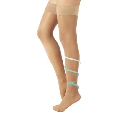 Immagine di CALZE AUTOREGGENTI 140 DEN COMPRESSIONE GRADUATA FORTE, ELASTICHE MEDICALI S M L XL (M, Naturale)