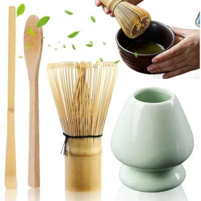Immagine di matcha, set di scope con frusta per porta scopa, 2 cucchiaini, accessori giapponesi la cerimonia perfetto preparazione