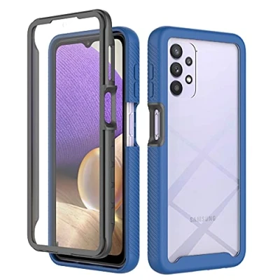 Immagine di XINNI Cover per Samsung Galaxy A32 4G, Protezione Schermo Integrata 360 Gradi Antiurto Custodia, Rugged Doppia Faccia Bumper Trasparente Full Guscio Fronte Retro Case, Blu Scuro