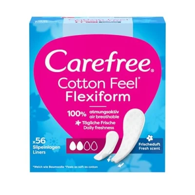 Immagine di Carefree Cotton Feel Flexiform Salvaslip con profumo fresco, 100% traspirante sensazione di freschezza a lungo, misura normale, 56 pezzi