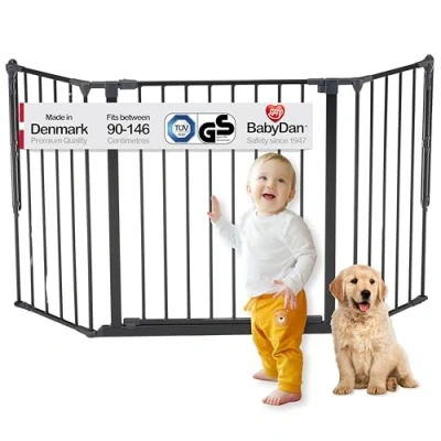 Immagine di BabyDan Galten M, 90 146 cm, Cancello per Scale/Divisore di Stanza, Nero, Made in Denmark Cancelletto Bambini (Cancelletto Animali/Cancelletto Cani/Recinto Cani)