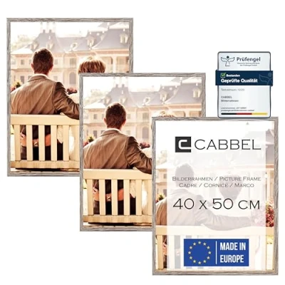 Immagine di CABBEL Confezione da Tre (3 Pezzi) cornici 40x50 cm in Legno MDF Rovere Scuro con plexiglass infrangibile/Moderno