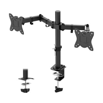 Immagine di GRIFEMA GB2001A 2 Supporto Doppio per Monitor da 13 27 LED/LCD, Braccio Regolabile Due Monitor, Rotazione a 360 e 180, Supporta un Peso fino 10KG, VESA 75x75/100x100 Nero