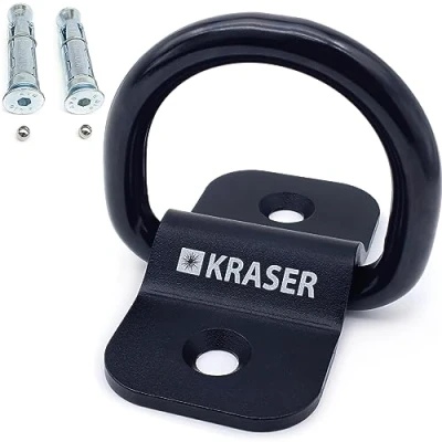 Immagine di KRASER KR802 Ancoraggio Pavimento Moto Antifurto Fissaggio a Parete Garage Parcheggio Biciclette, Sicurezza Rimorchio Fissa, Anello Bilanciere ø14, Acciaio Resistente Compatto 12,8 x 6,5 Include Viti