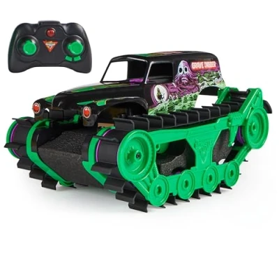 Immagine di Monster Jam, Veicolo per esterni con telecomando ufficiale Grave Digger Trax All Terrain, scala 1:15, giocattoli bambini ragazzi e ragazze dai 4 anni in su