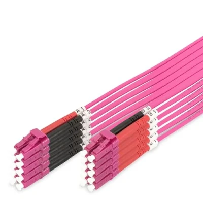 Immagine di DIGITUS Cavo in Fibra Ottica OM4 5 Pezzi 3 m da LC a Duplex 1/10 / 40/100 Gbit/s LAN multimodale MM Tipo di Fibra: 50/125 µ Viola