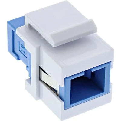 Immagine di InLine® LWL Keystone Snap in frizione, bianco, Simplex SC/SC, singlemode, blu, manicotto ceramica
