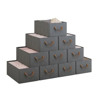 Immagine di WOLTU Set di 10 Scatole Portaoggetti Pieghevoli, Pieghevoli in Tessuto con Manici, per Vestiti e Giocattoli, Grigio, 47x28x20 cm, ABB09gbn