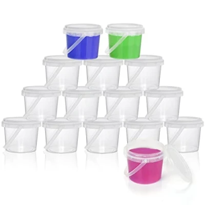 Immagine di Belle Vous 15pz Contenitori Ermetici per Slime Barattoli Plastica con Coperchio Containers Trasparenti Senza BPA da 250 ml Manici Contenitore Slime, Materiali Artigianali e Giochi