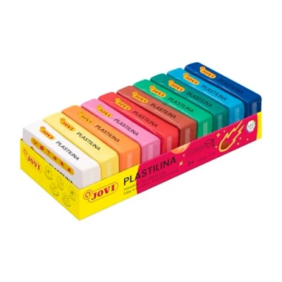 Immagine di Jovi PLASTILINA, Pasta da modellare a base vegetale, 10 x 50 grammi, Multicolore, Colori vivaci e grande plasticità, Senza glutine, Ideale per bambini partire dai 2 anni (70/10S)
