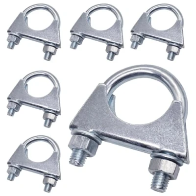 Immagine di SKIR&#039;CO (6 pezzi) fascette stringitubo per tubi con diametro di 32 mm, morsetti a U, supporti zincati
