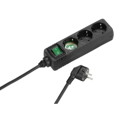 Immagine di Vivanco EBLS3 S Ciabatta elettrica a 3 prese con interruttore e sicurezza per bambini (cavo da 1,4 m, sezione cavo 1,5 mq), colore: Nero