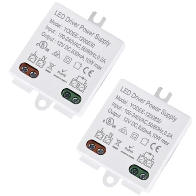 Immagine di 2 mini trasformatori LED 12 V/DC 10 W: trasformatore 100 240 V a DC, alimentazione driver tensione costante per luci e strisce luminose