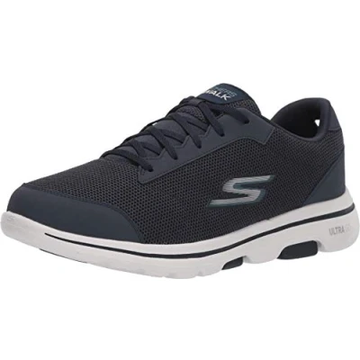 Immagine di Skechers Gowalk 5 Qualify Athletic Mesh Lace Up Performance Walking Shoe, Scarpe da Ginnastica Uomo, Tessuto Sintetico Blu Navy, 41 EU X Larga