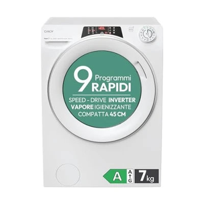 Immagine di Candy RapidÓ RO4 1274DWMT/1 S Lavatrice, 7 Kg, 1200 Giri, Wi Fi + BLE, Connesso, Partenza Ritardata, Rilevatore Classe A, 60x45x85 cm, Bianco