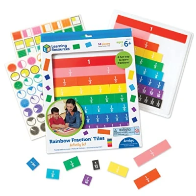 Immagine di Learning Resources Rainbow Fraction Tiles with Tray 10 x 12.8 1.3 inches