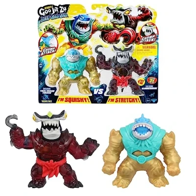 Immagine di Heroes of Goo Jit Zu Deep Sea Versus Pack. Esclusivo Tidal Smash Thrash VS Hammerhook esclusivo. Confezione da 2 personaggi! super Squishy e elastico!