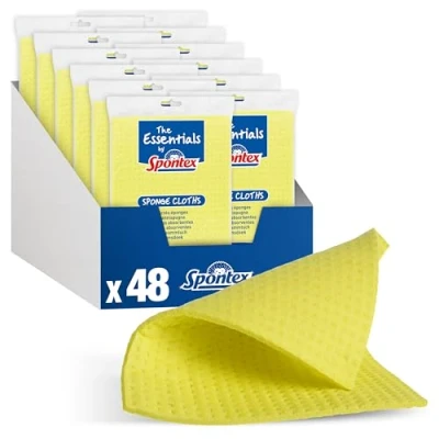 Immagine di Spontex Essentials 12 confezioni da 4 panni in spugna (totale 48 panni)