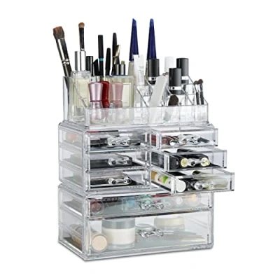 Immagine di Relaxdays Organizer Make Up con Cassetti, Porta Trucchi e Accessori, Acrilico, Trasparente