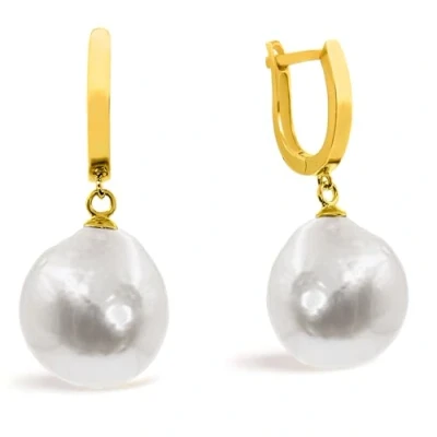 Immagine di Orecchini di Perle Coltivate d&#039;Acqua Dolce Barocche Bianche Grandi da 12 13 mm Donna SECRET &amp; YOU Design in Argento Sterling 925 Placcato Oro 18k
